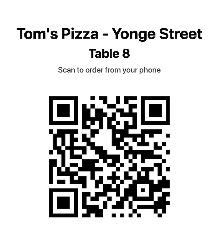 Sample OrderSignal table QR code